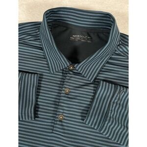 2000s Nike Golf Fit Dry Striped Long Sleeve Performance Polo Shirt Men's Sz XL